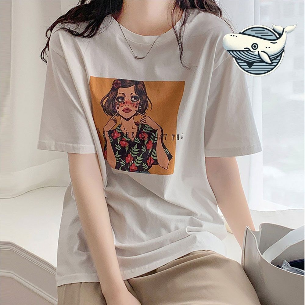 여름 감성 프린트 반팔티 캐주얼 데일리 티셔츠
