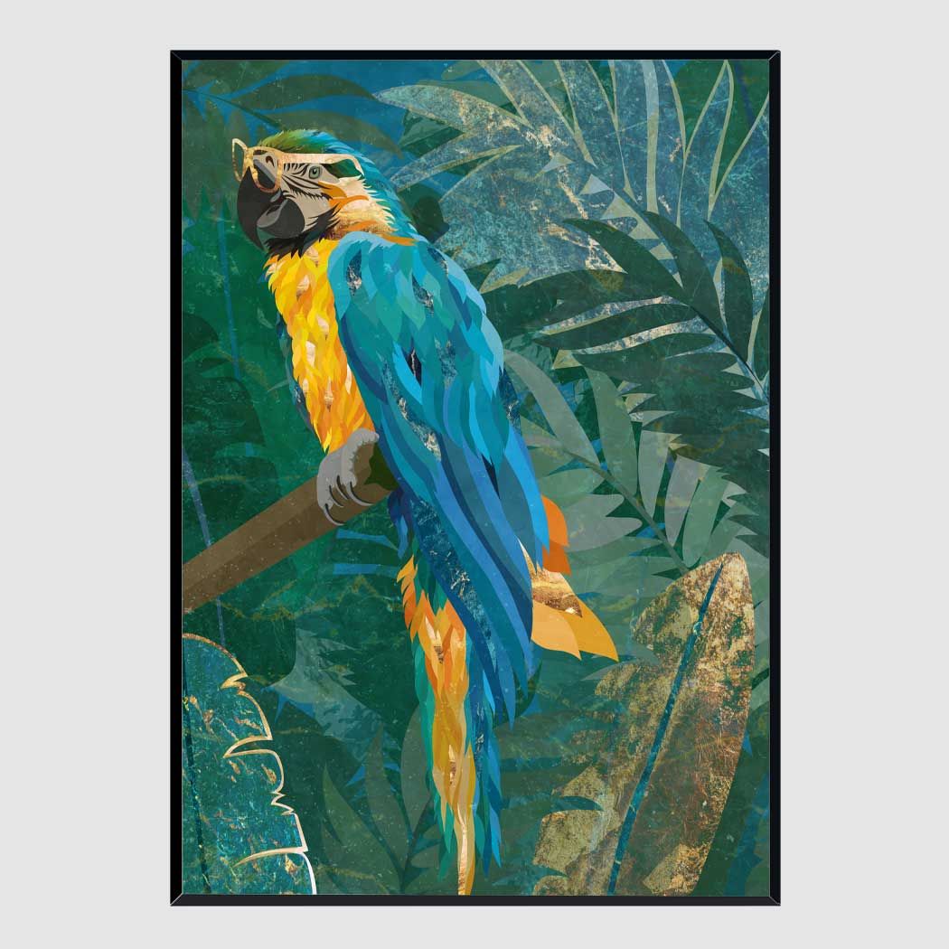 동물 액자 Blue parrot in the rainforest A2사이즈