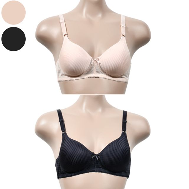 브라 풀컵 노와이어 스트라이프 상쾌한 메쉬 몰