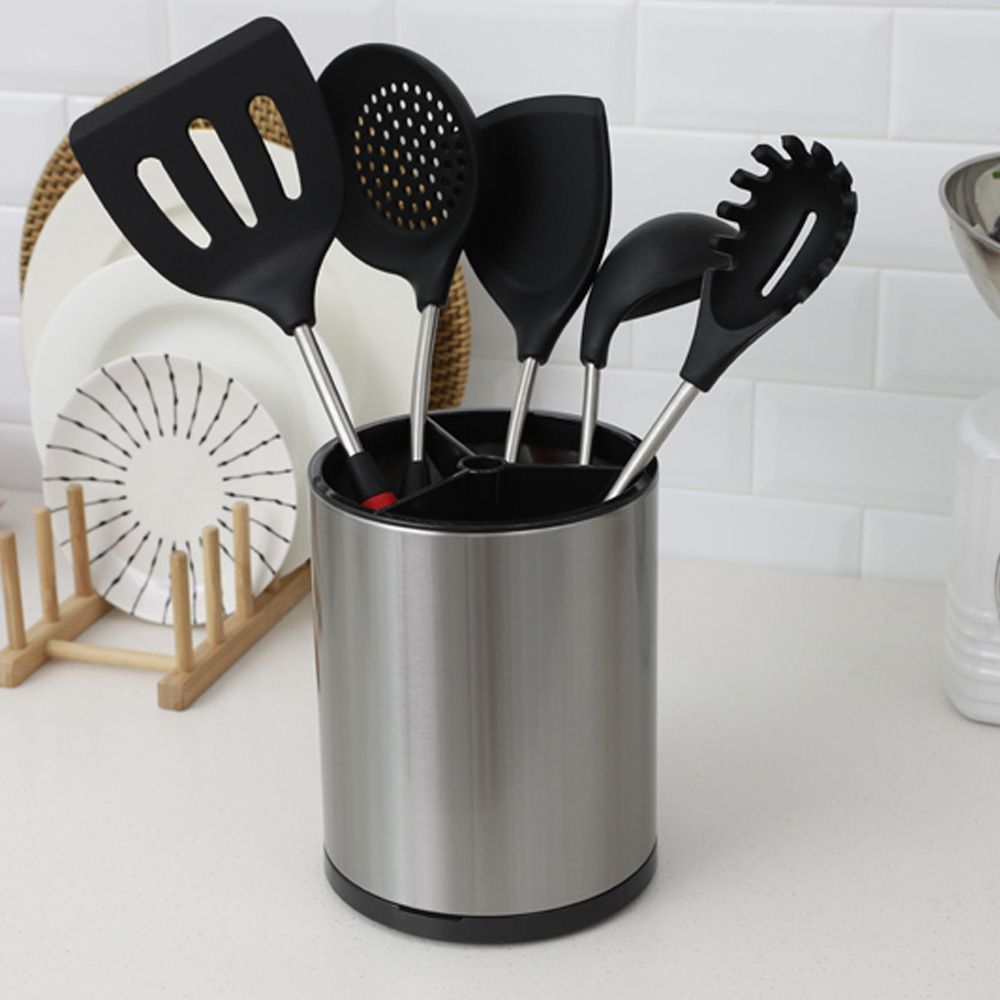 스텐레스 회전 물빠짐 원통형 3구 조리도구 회전 홀더