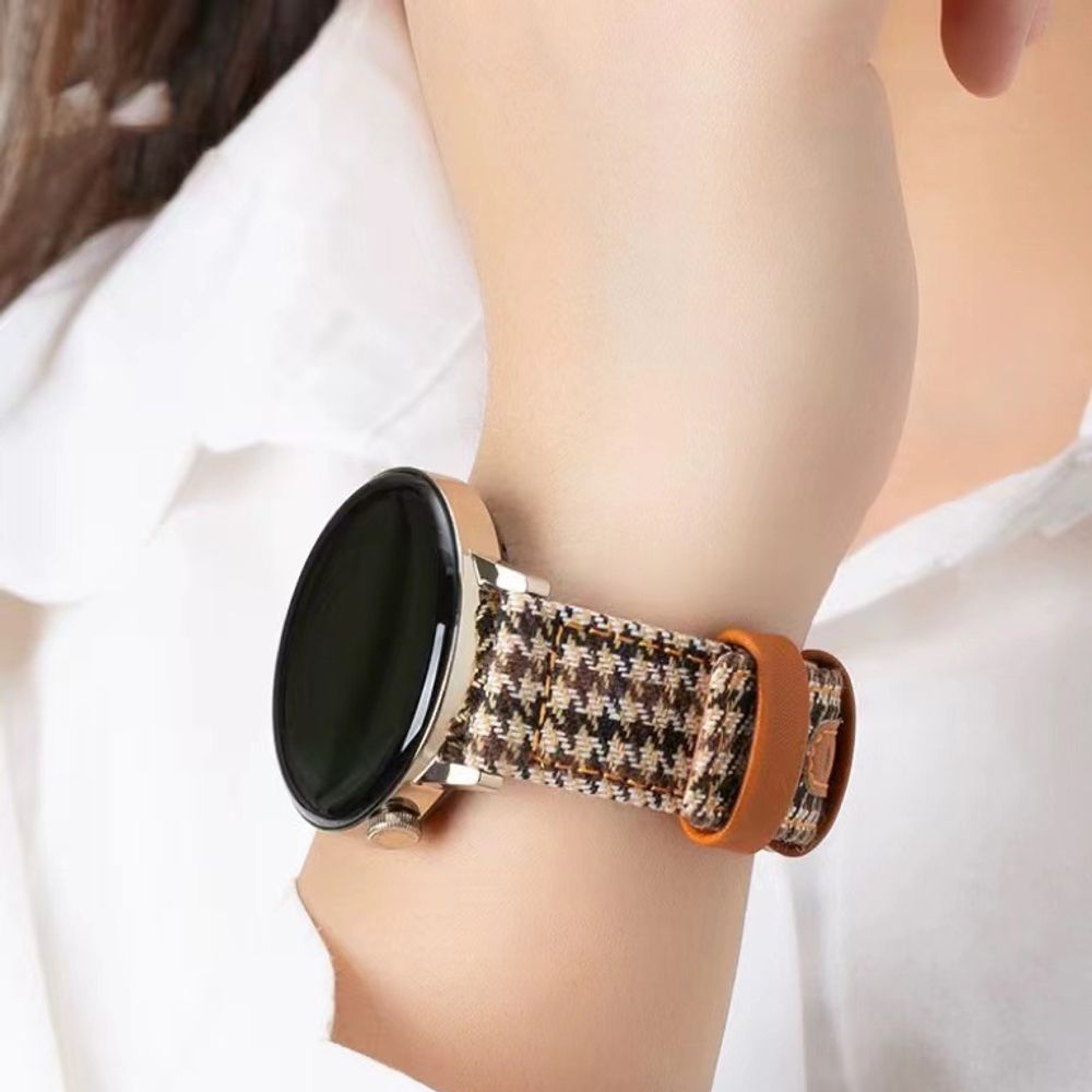 갤럭시워치6 캔버스 가죽밴드 스트랩 체크무늬시계줄