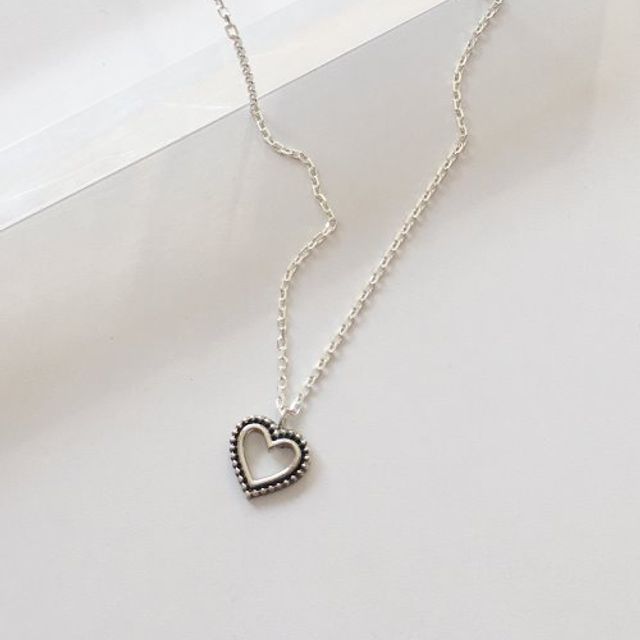 (silver925) dot heart necklace