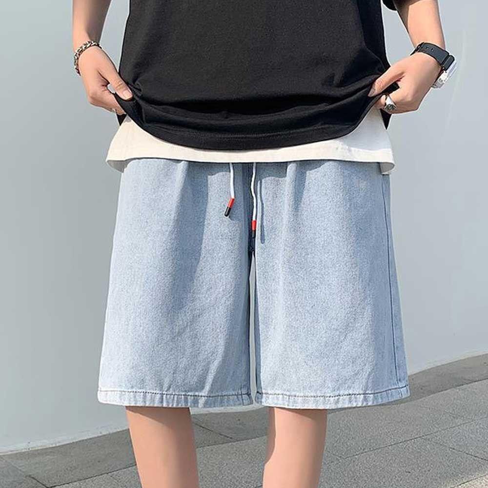 남자 여름 대학생 캠퍼스 룩 5부 데님 청 반바지 코디