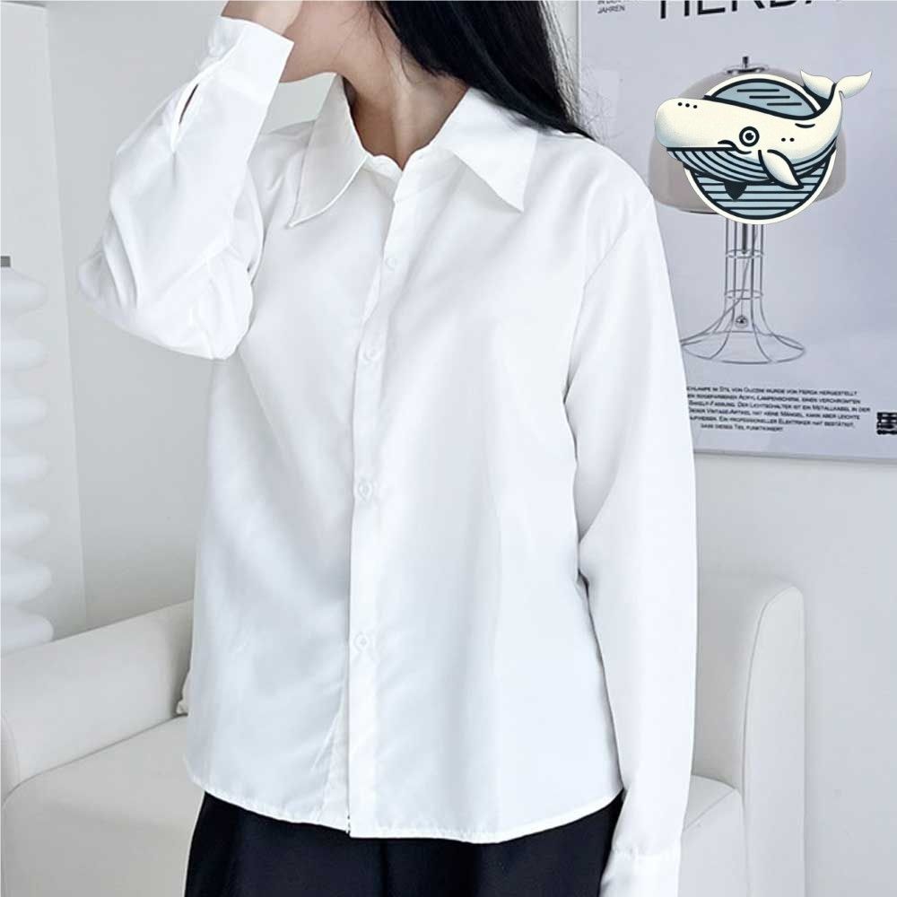 세련된 빅카라 오피스 셔츠 화이트 깔끔한