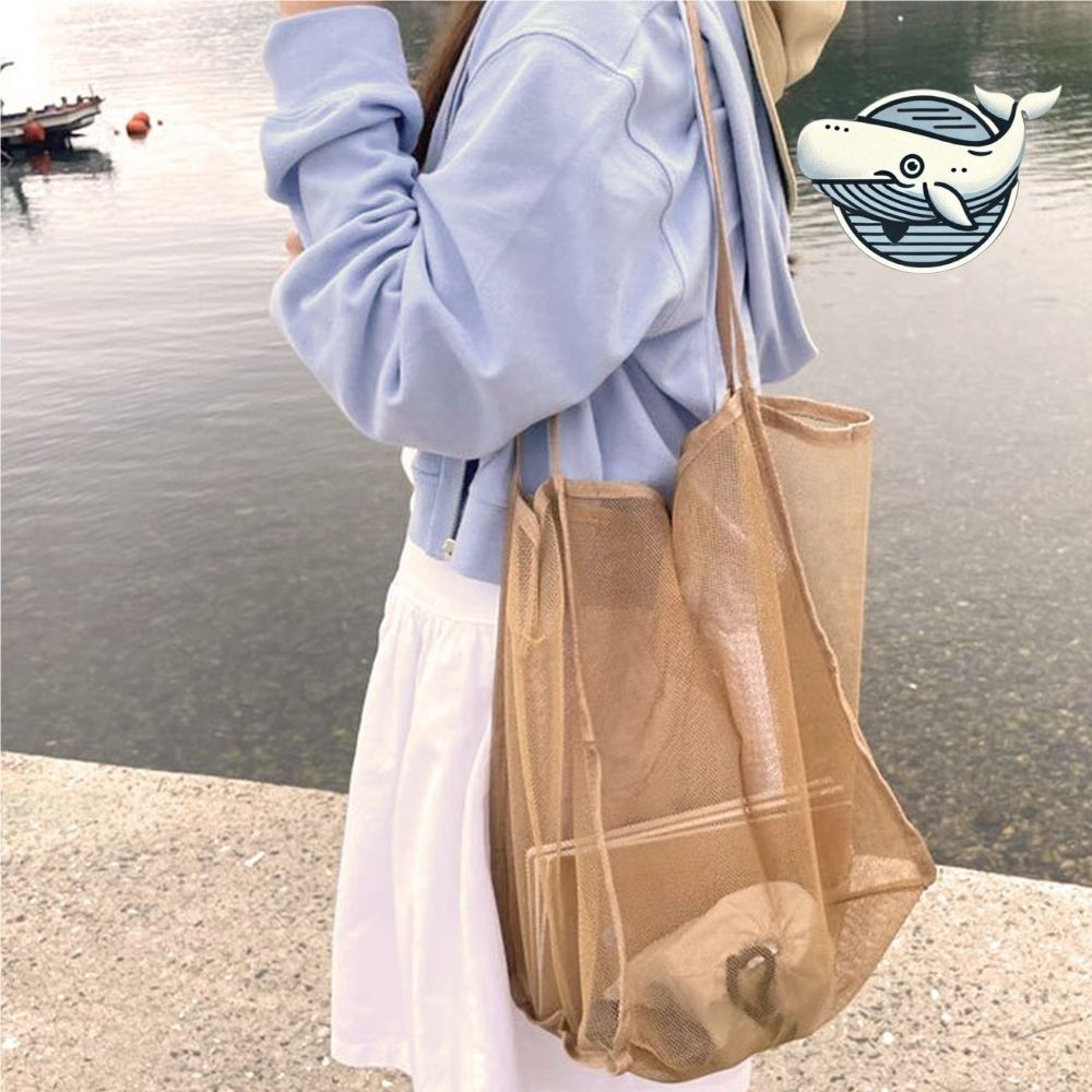 여행 필수 비치 메쉬백 브라운 여성 숄더백