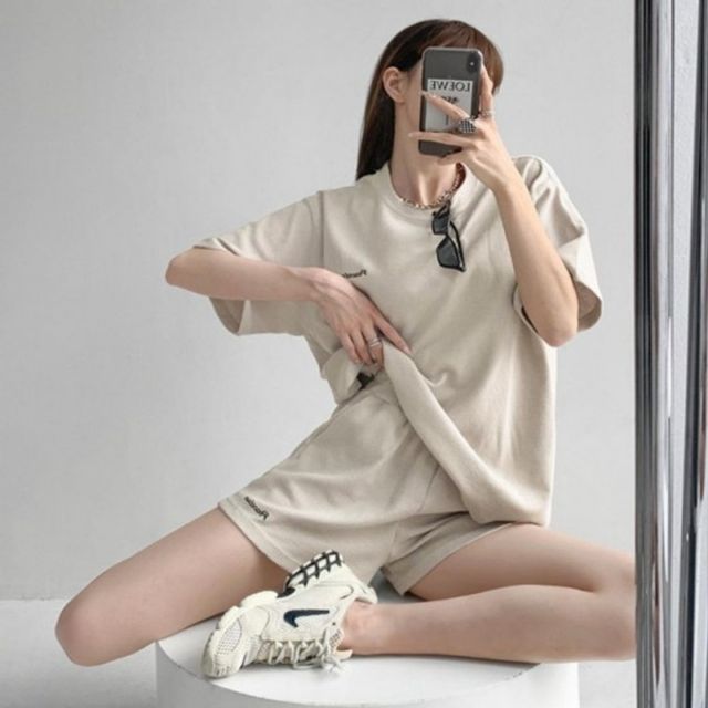 여성 반바지 반팔티셔츠 기본 상하의 데이 마실룩 캐