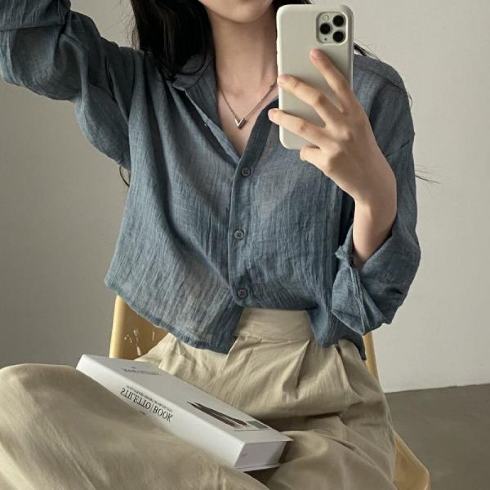 거즈남방 폴업 MF 셔츠 블라우스 네추럴 거즈