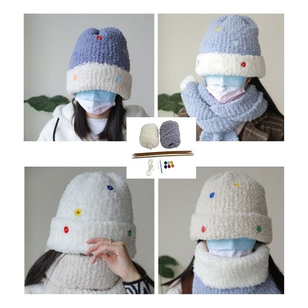 DIY 뽀글이 코바늘 기본 모자 데이 패키지 뜨개질