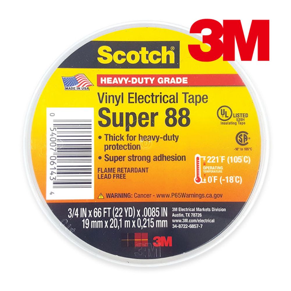 3M Scotch Super 88 비닐 전기 절연 테이프 19mmx20M