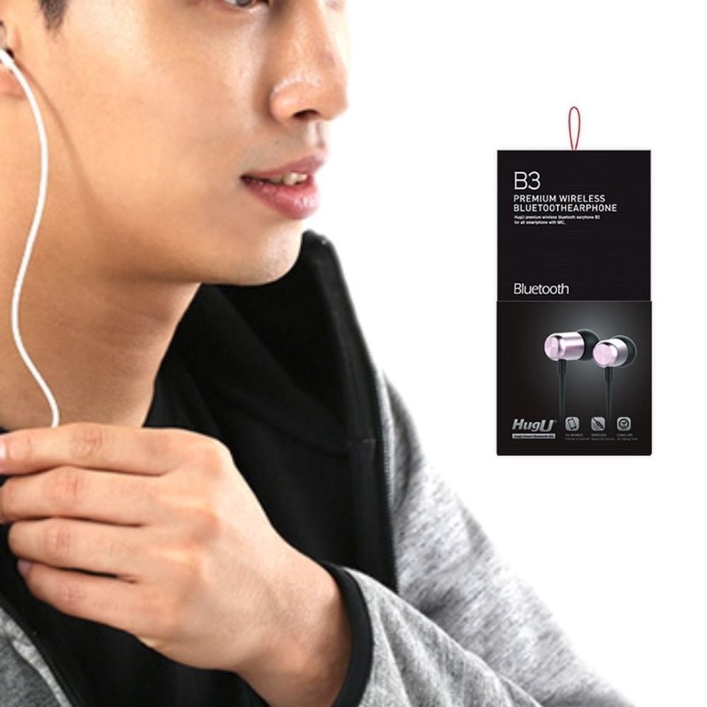 무선 블루투스 이어폰 HUGU B3 핑크블랙