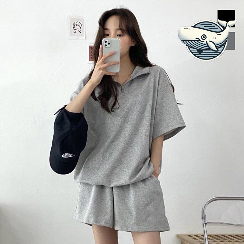 캐주얼 여름 아노락 셋업 반집업 루즈핏