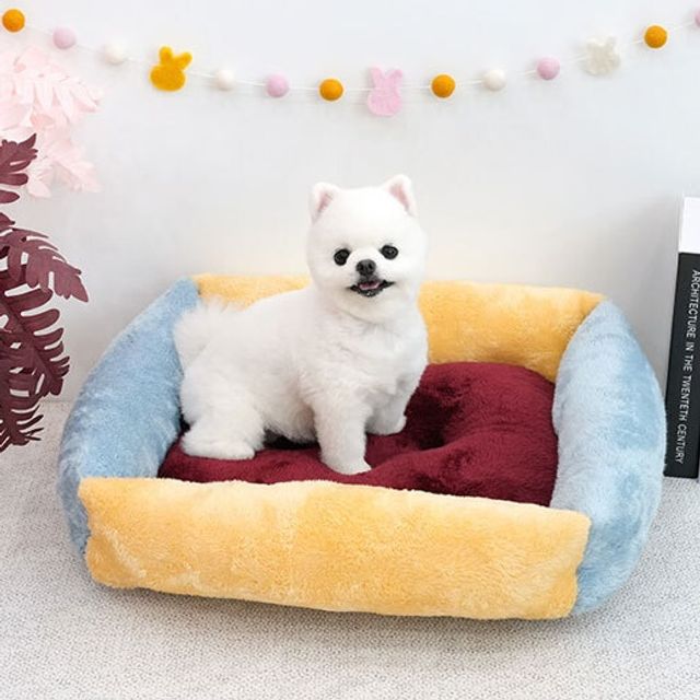 강아지 애완견 방석 배색 후리스 양면 베드 하우스