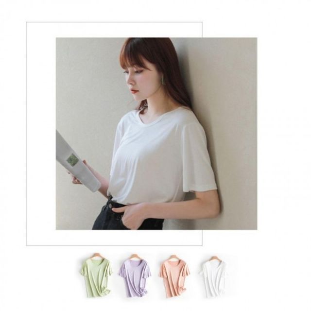여성 쿨 여자 기본 라운드 데이 베이직 무지 4컬러 반