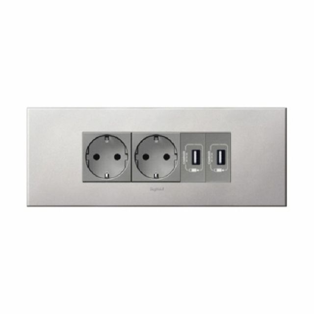 아테오 소프트알루 콘센트2구+USB2구 (6M) 르그랑