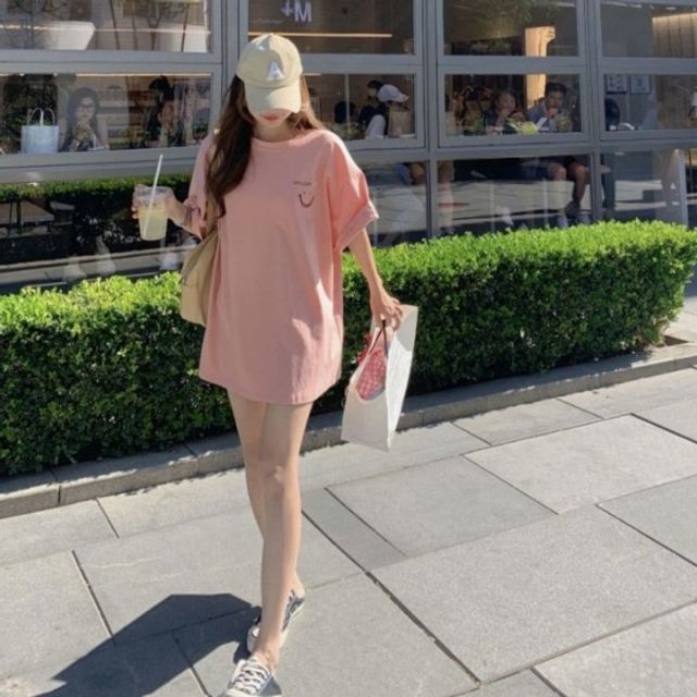 홀리데이 반팔 여자 기본 티셔츠 데이 오버핏 라운드