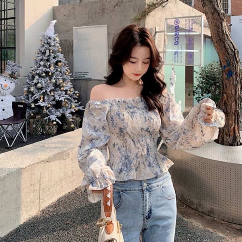 여성의류 스모크 오프솔더티 여성블라우스 오프숄