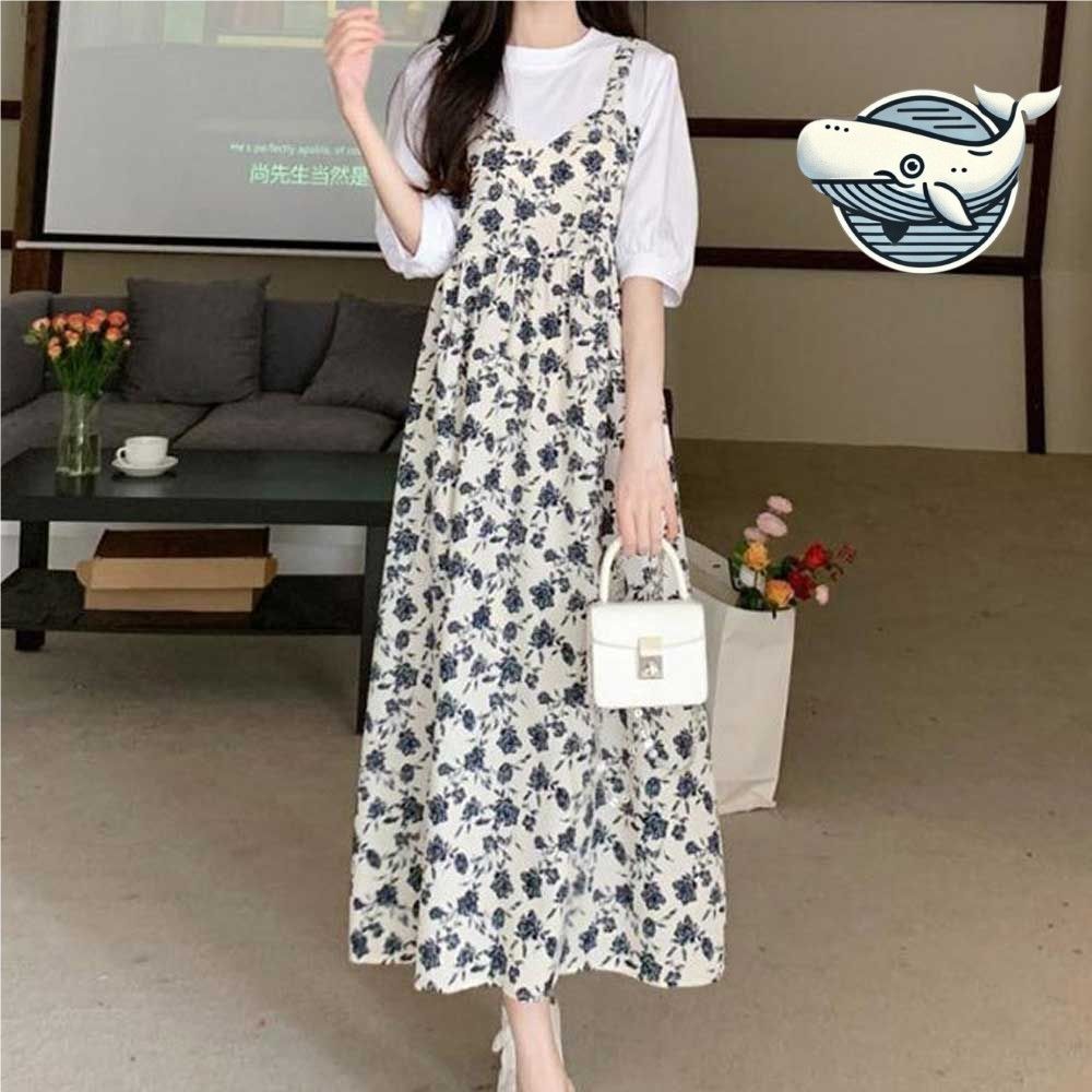 플라워 러플 스커트와 티셔츠 세트 여성 여름