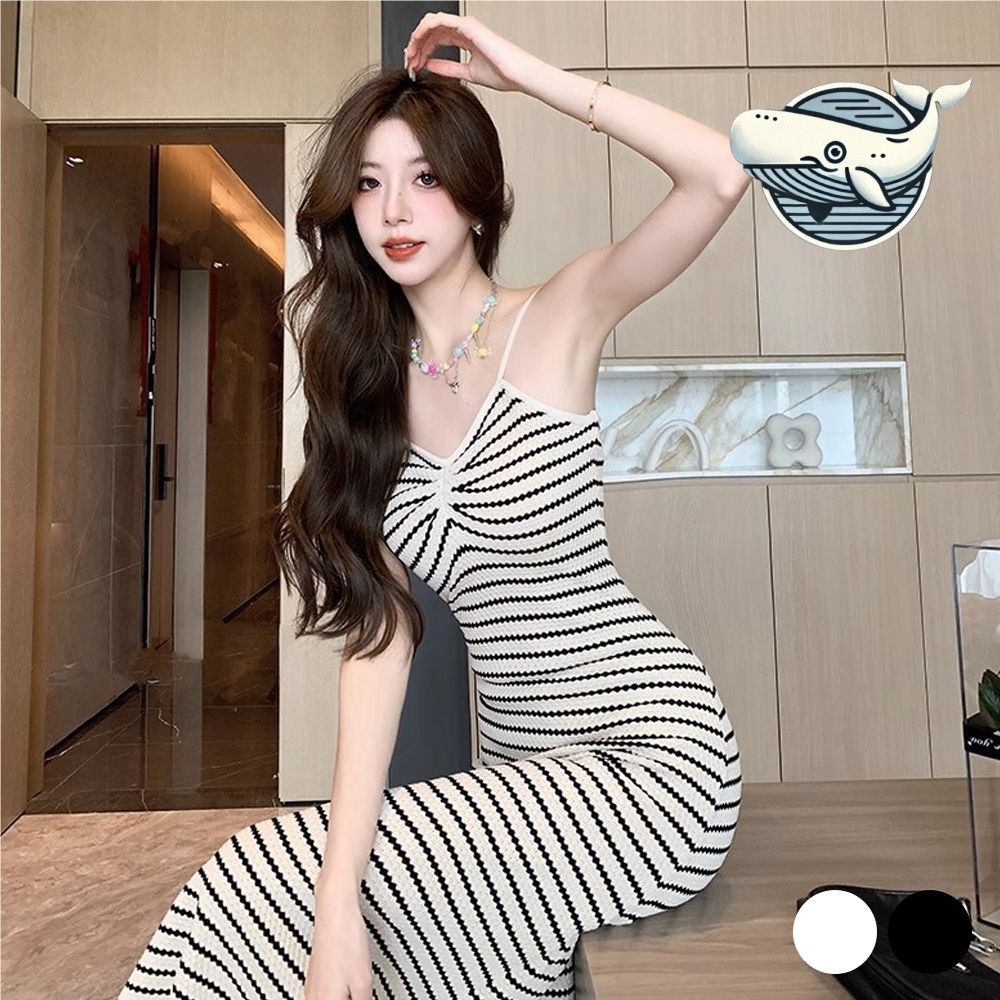 여름 스트라이프 슬리브리스 원피스 편안한 나시