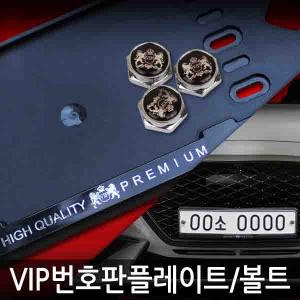 VIP 블랙유광 메탈라이언 번호판플레이트/번 옵션 2