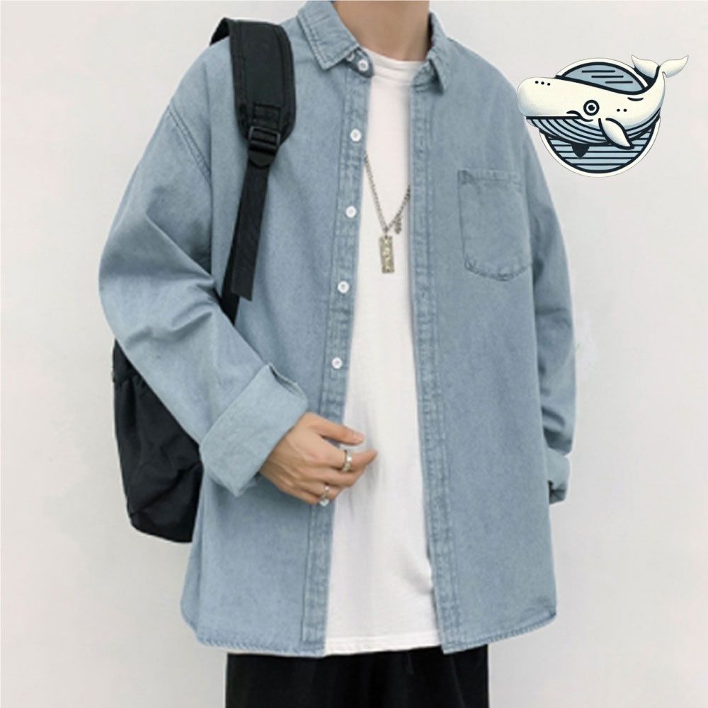 루즈핏 남성 데님셔츠. 청바지 스타일 데일리