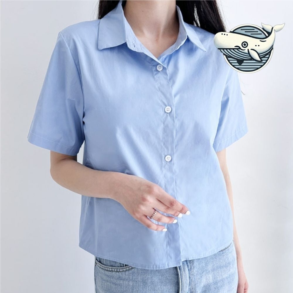 여성 크롭 반팔 셔츠 기본 디자인 데일리