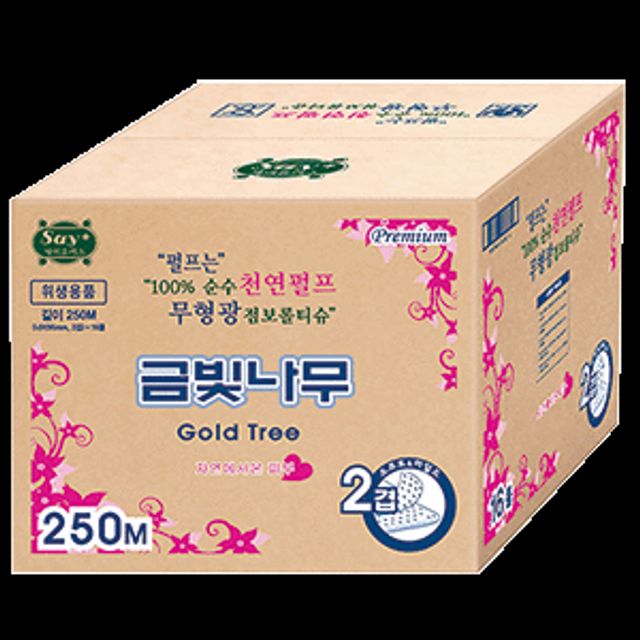 광진산업 점보롤 천연/금빛나무 250M(2겹)16개입