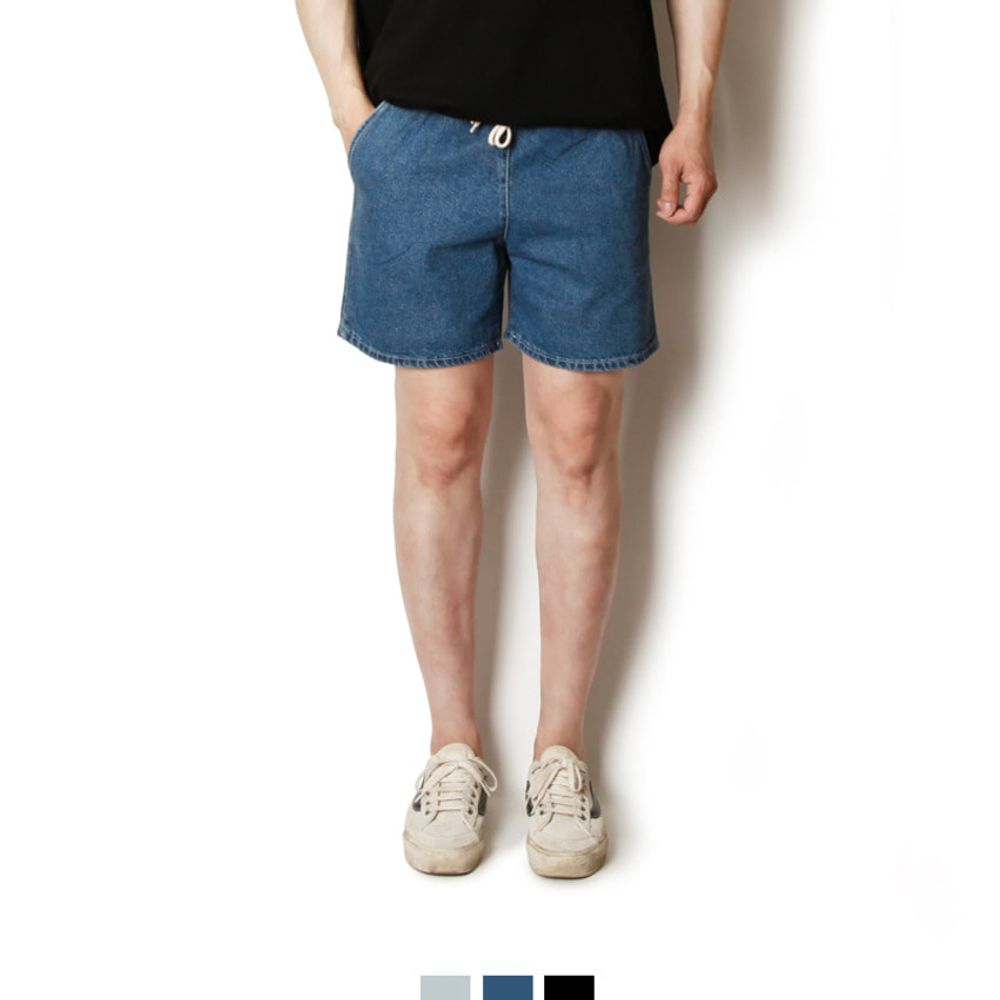 남자 5부 밴딩 청반바지 3color