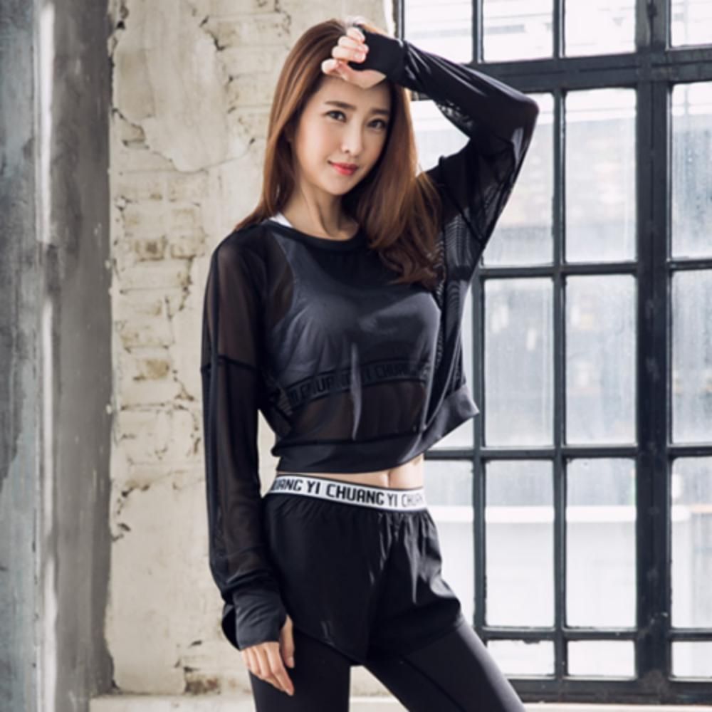 여성 커버업 시스루 요가복 상의 필라테스 운동복 티