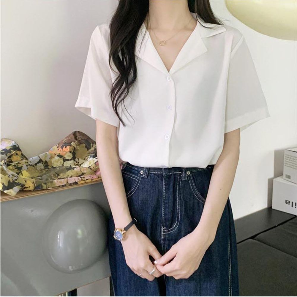 여자블라우스 반팔블라우스 블라우스 셔츠 카라블