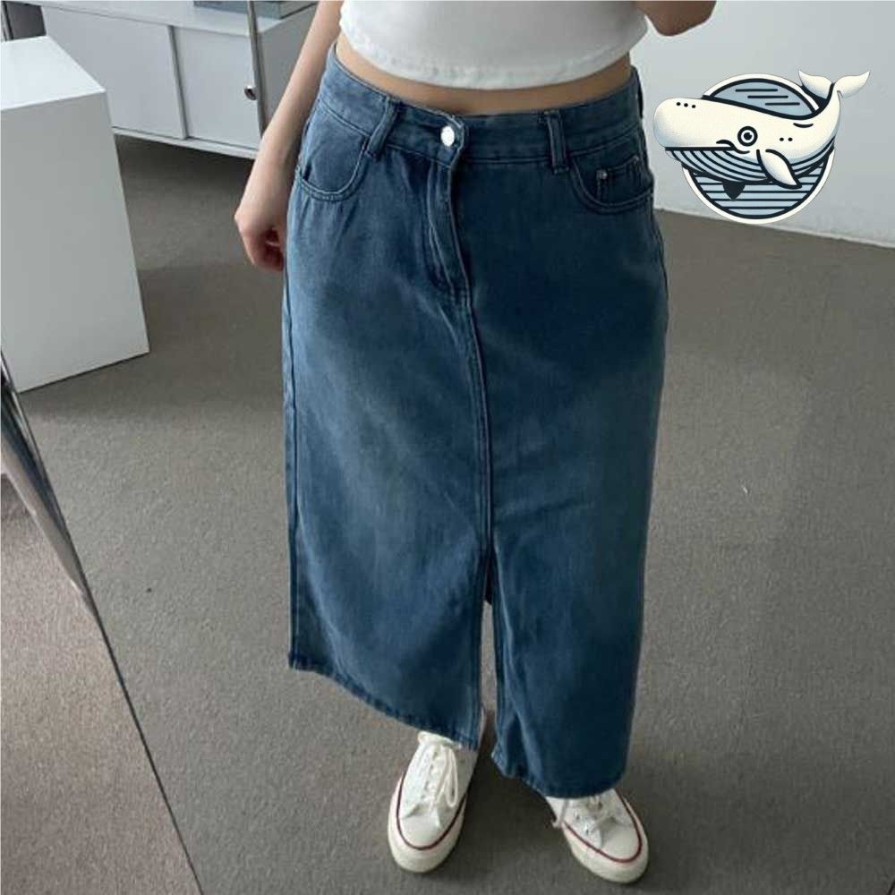 데일리 여름 청치마 중청 앞트임 롱스커트