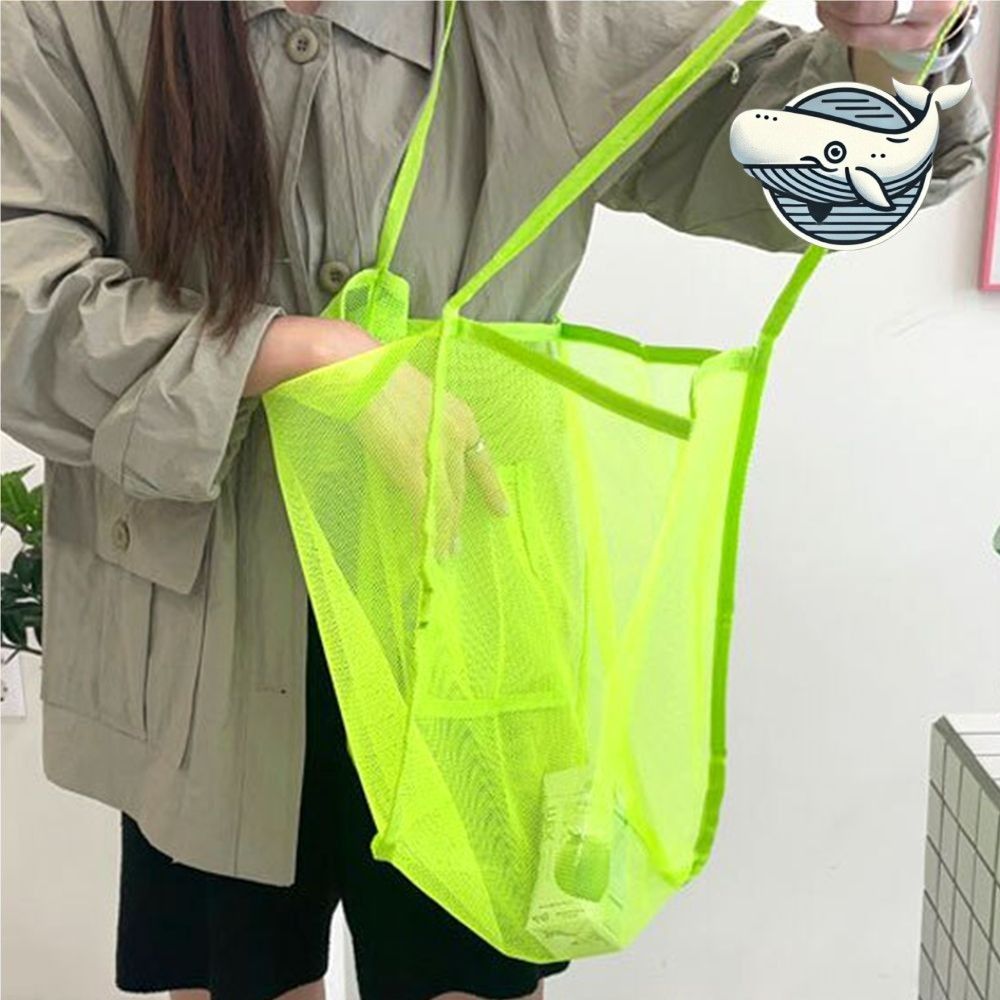 형광 그린 메쉬 빅 숄더백 여행용 수영장