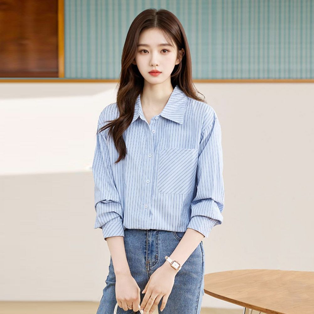 여자 빅카라 긴팔남방 셔츠 블라우스 긴팔셔츠