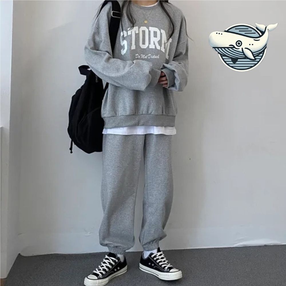 캐주얼 그레이 조거팬츠 맨투맨 루즈핏 데일리