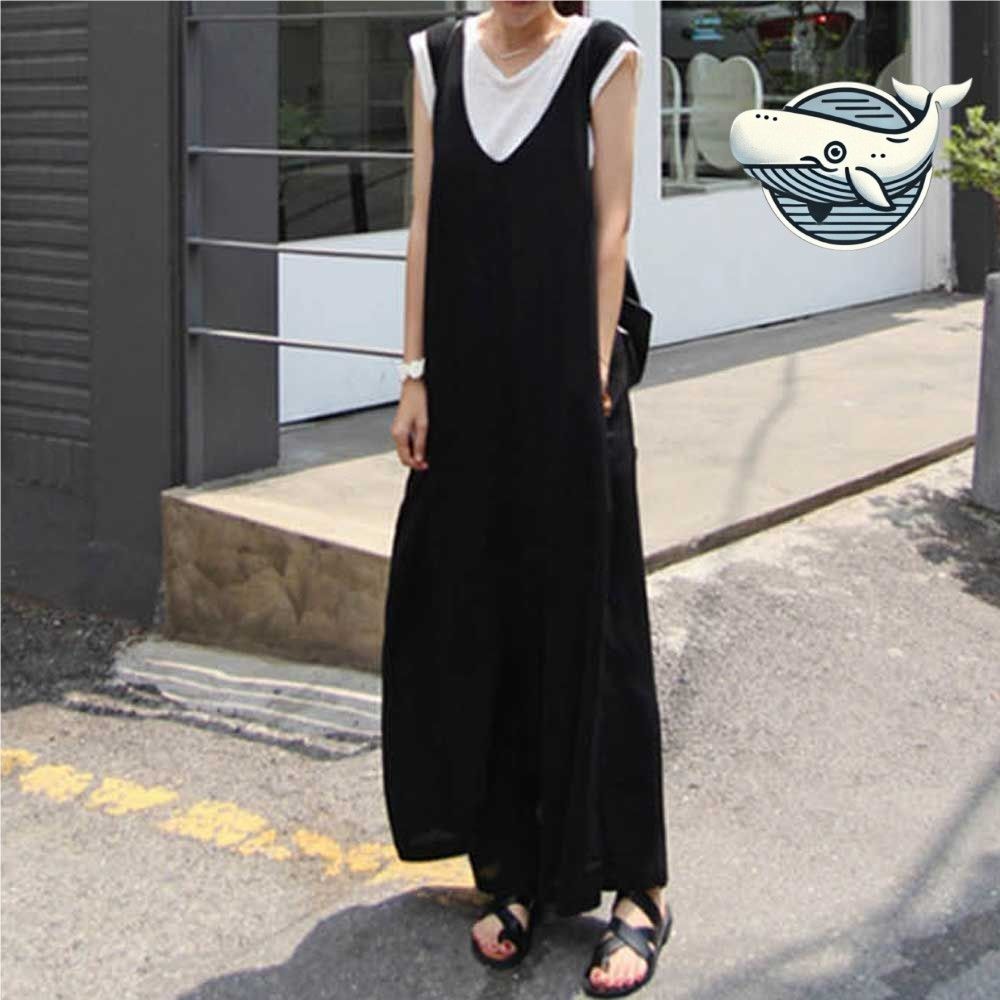 시원한 여름 롱 점프수트 여성용 여유핏