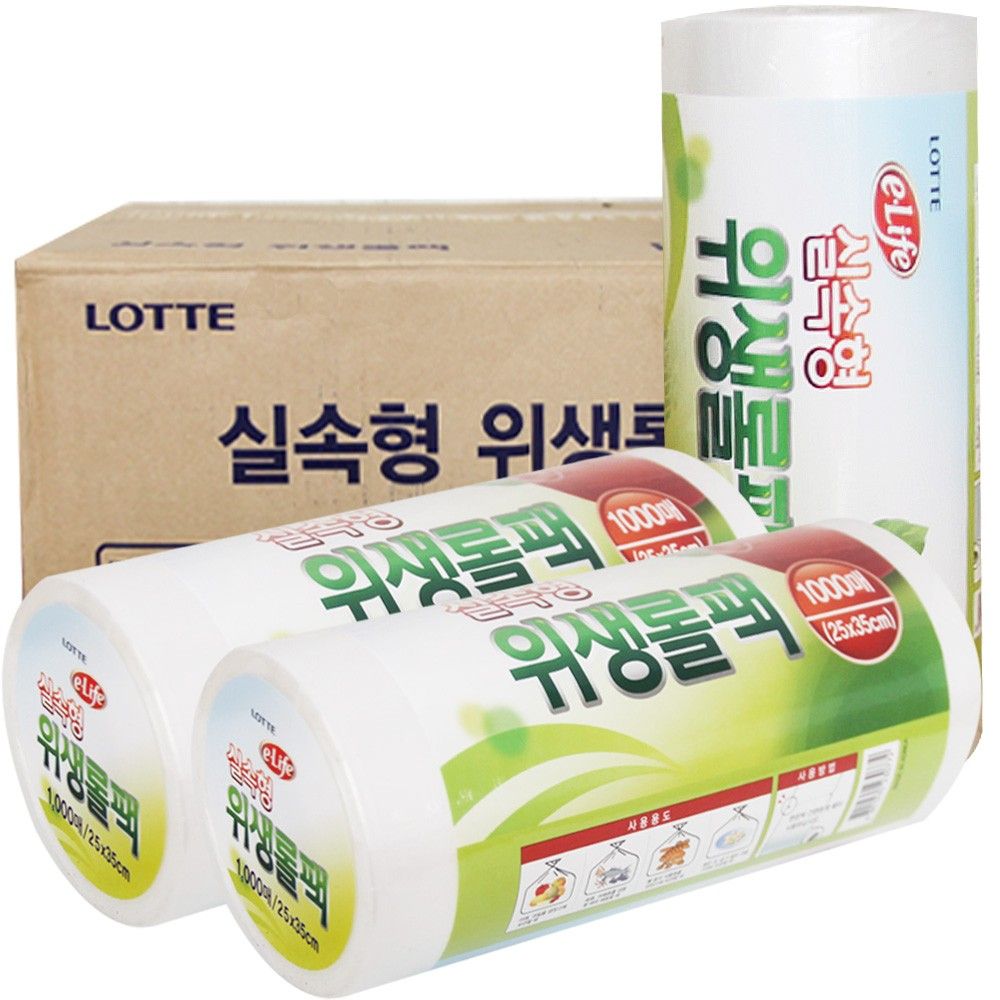 BOX롯데위생롤팩실속형25x35x1000매JS12개입