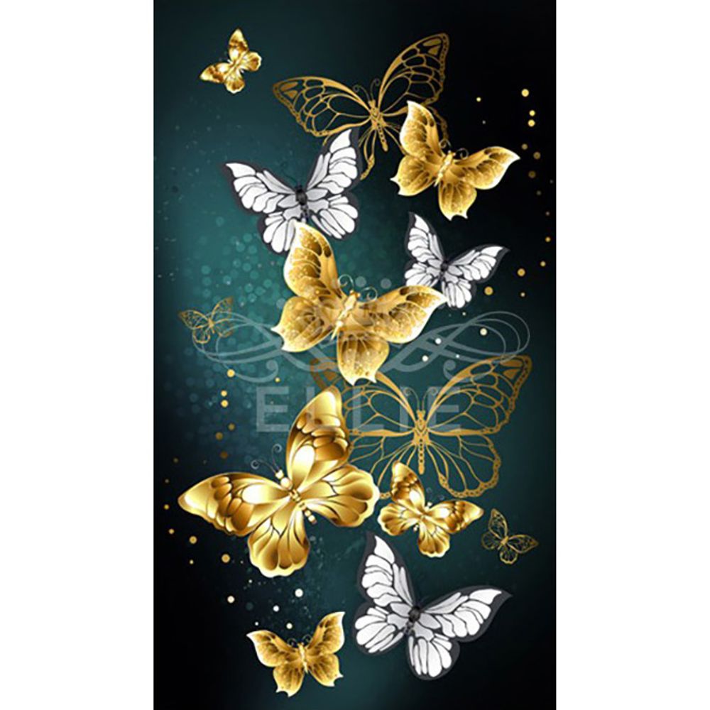 황금나비 골드 (패브릭) 보석십자수 30x50