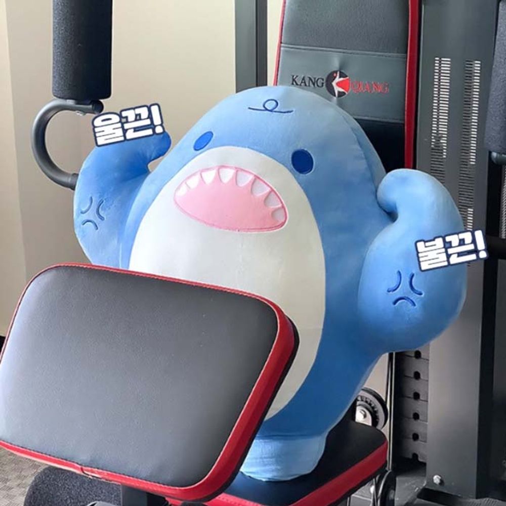 근육 상어 애착 인형 헬창 헬스 쿠션