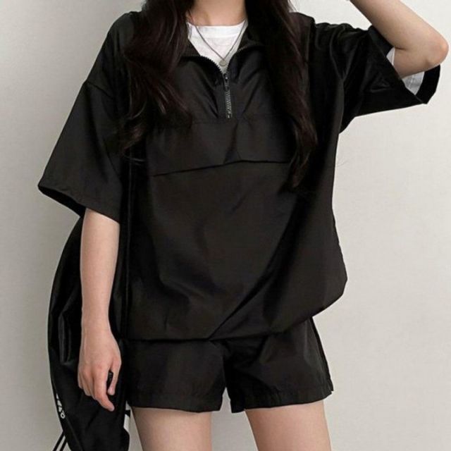 여성 여름 캐주얼 기본 반집업 데이 반바지 셋업 외출