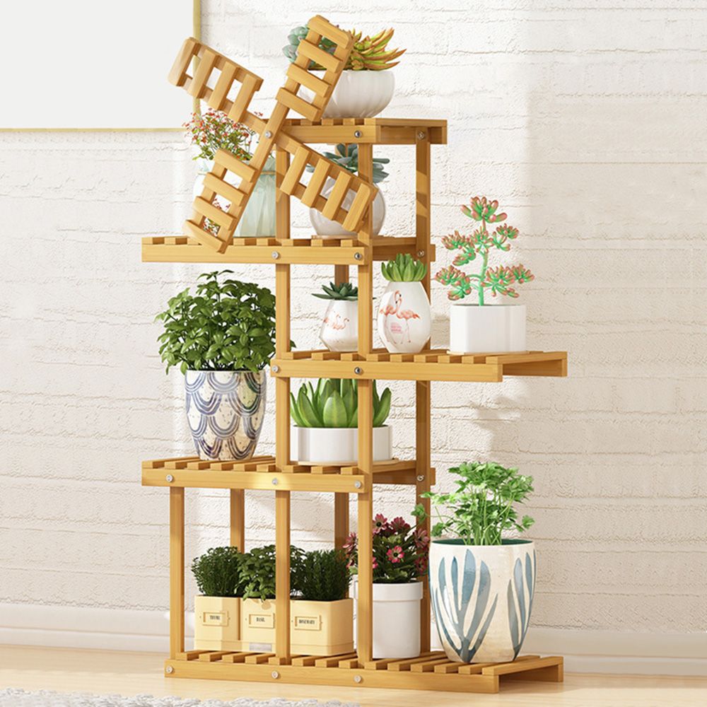 대나무 5단 진열대 60cmx24.5cmx103cm 오크 A 풍차