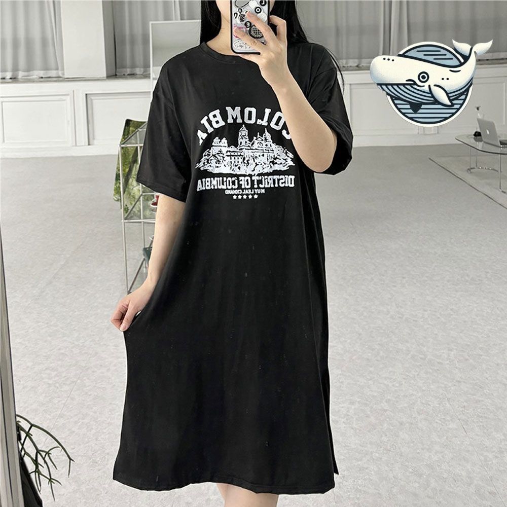 트렌디 핏 캐주얼 라운드넥 프린팅 원피스