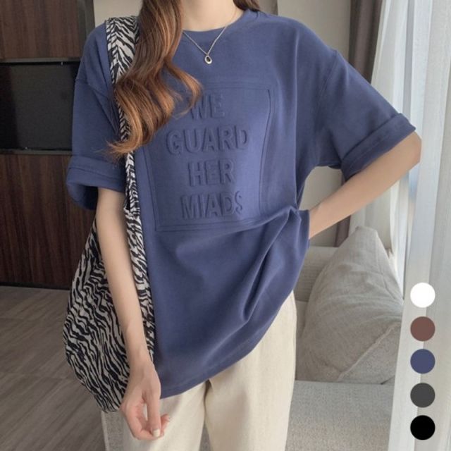 여성 가벼운 여름 기본 티셔츠 데이 라운드넥 박스핏