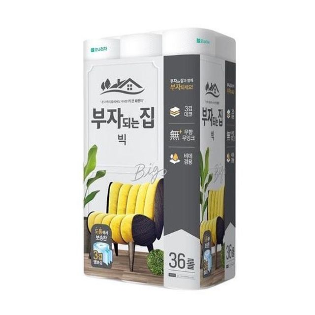 부자되는집 빅 무향 무잉크 3겹 엠보싱 화장지 36롤