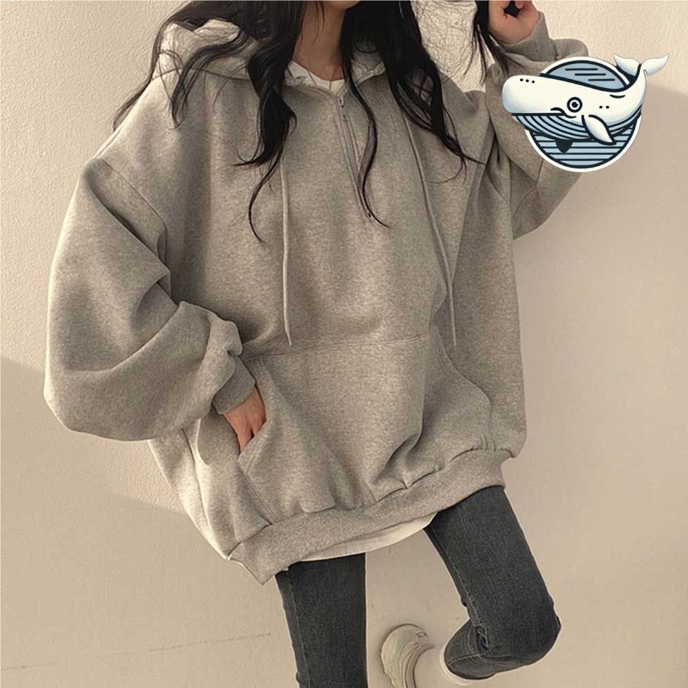 여성 오버핏 지퍼 후드티 날씨 상관없이 데일리