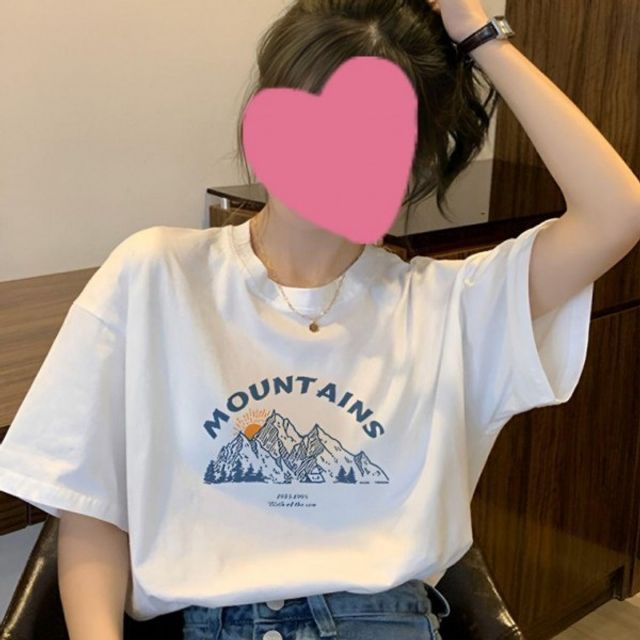 프린팅 100 면 기본 박스티 데이 US 봄옷 가을옷 여성