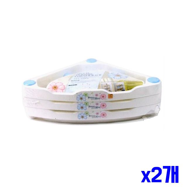 36.5x26x56cm 욕실정리대 x2개 화이트 3단 코너선반