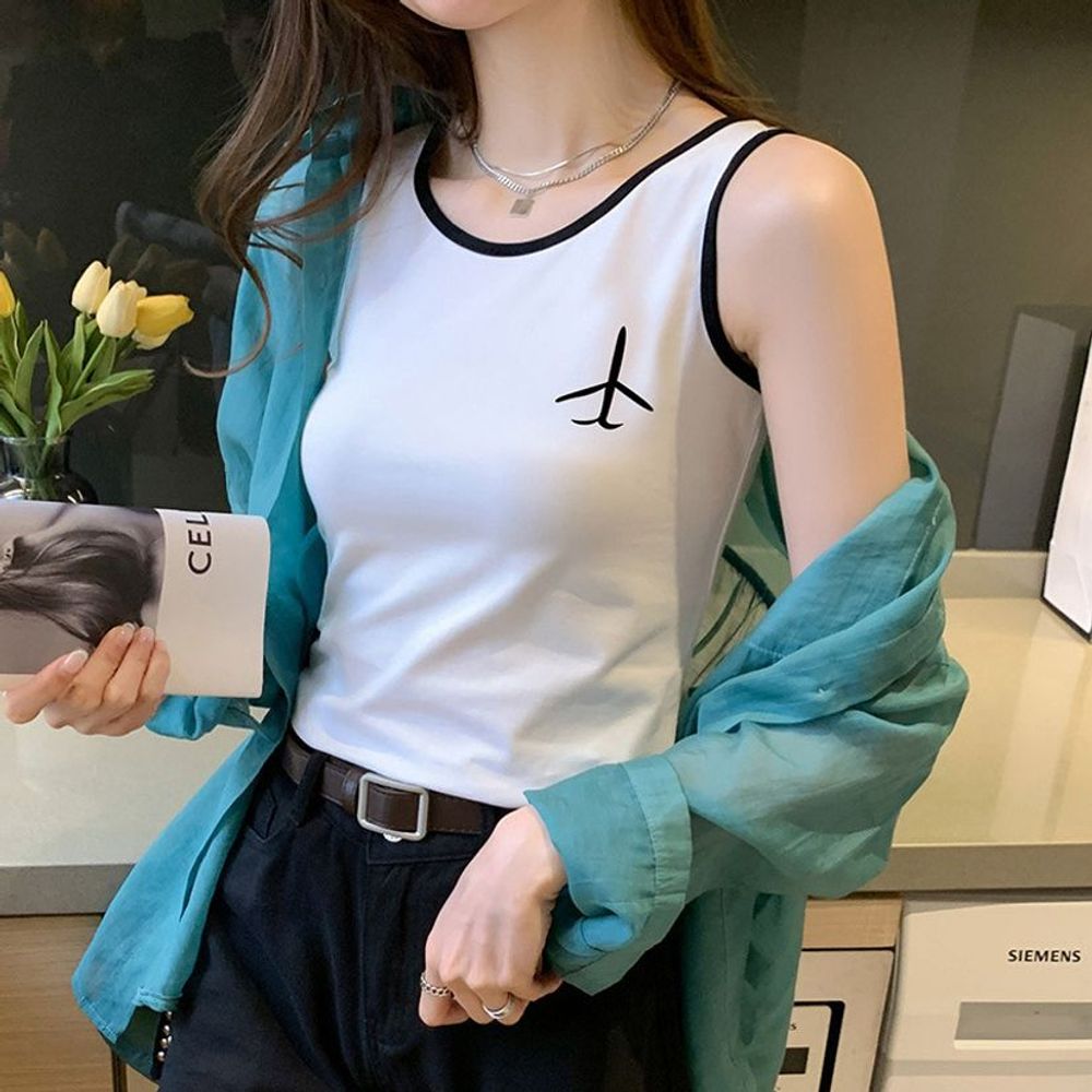 비행기포인트 민소매티 시원한티셔츠 와플면 이너