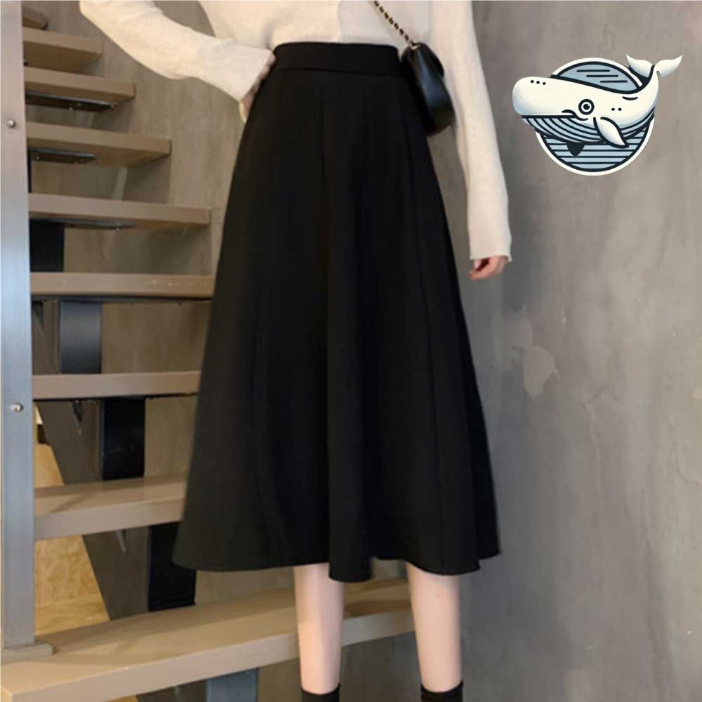 편안한 A라인 롱스커트 기본 블랙 군살 커버