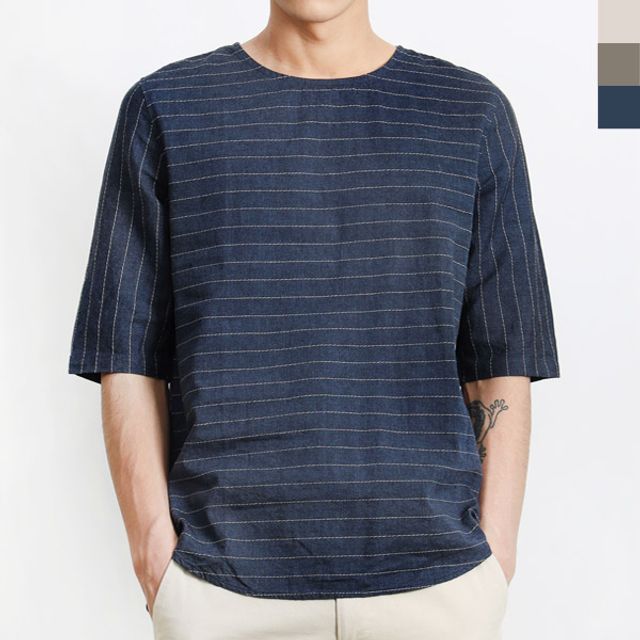 린넨남자라운드반팔티셔츠 남성상의