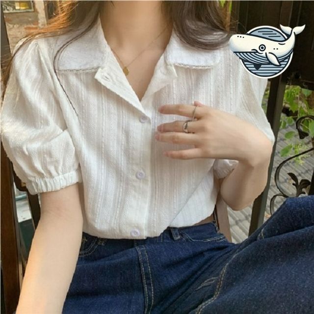 여름 스타일링 퍼프 카라 블라우스 기본 패턴