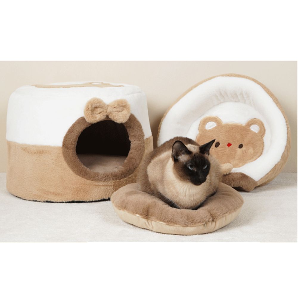 고양이 극세사 쿠션 하우스 M 1P 조립 오픈 숨숨집